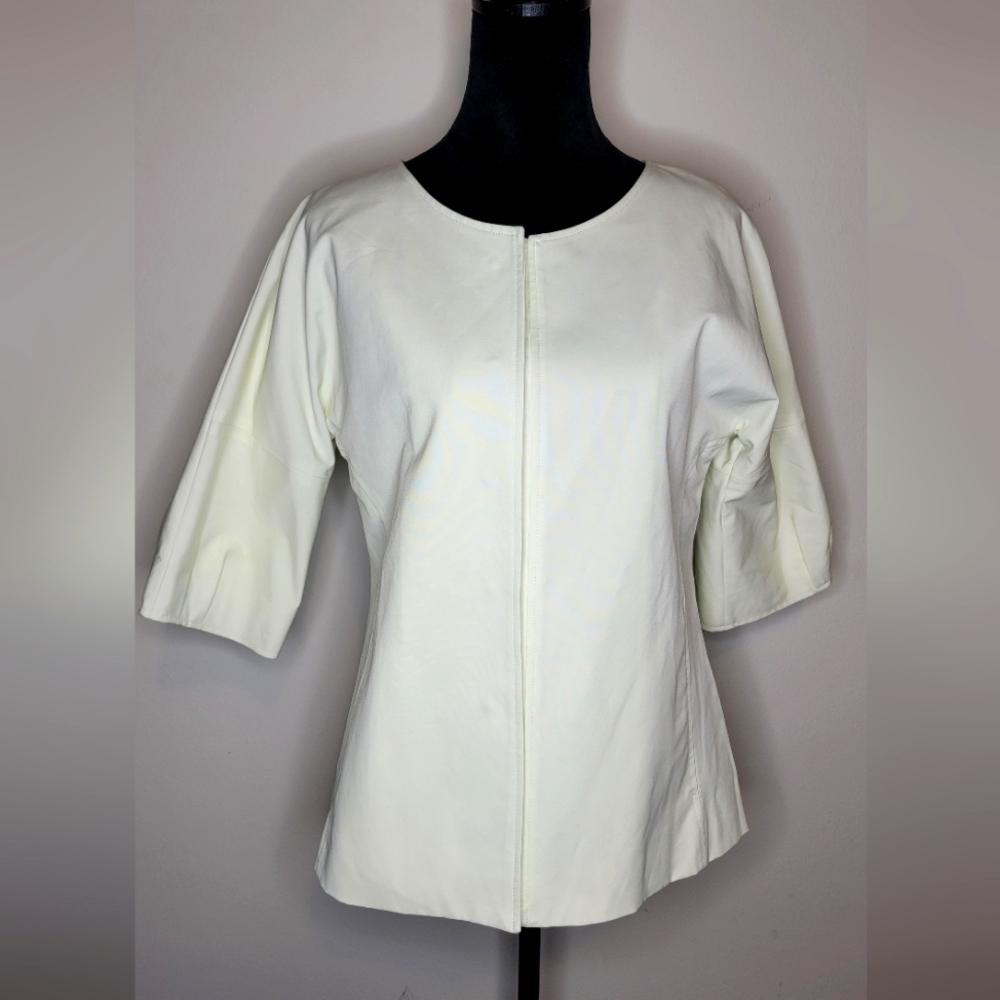 Vertigo Paris Ivory 3/4 Sleeve Jacket Snap Closure Pleated Sleeve XS NWT